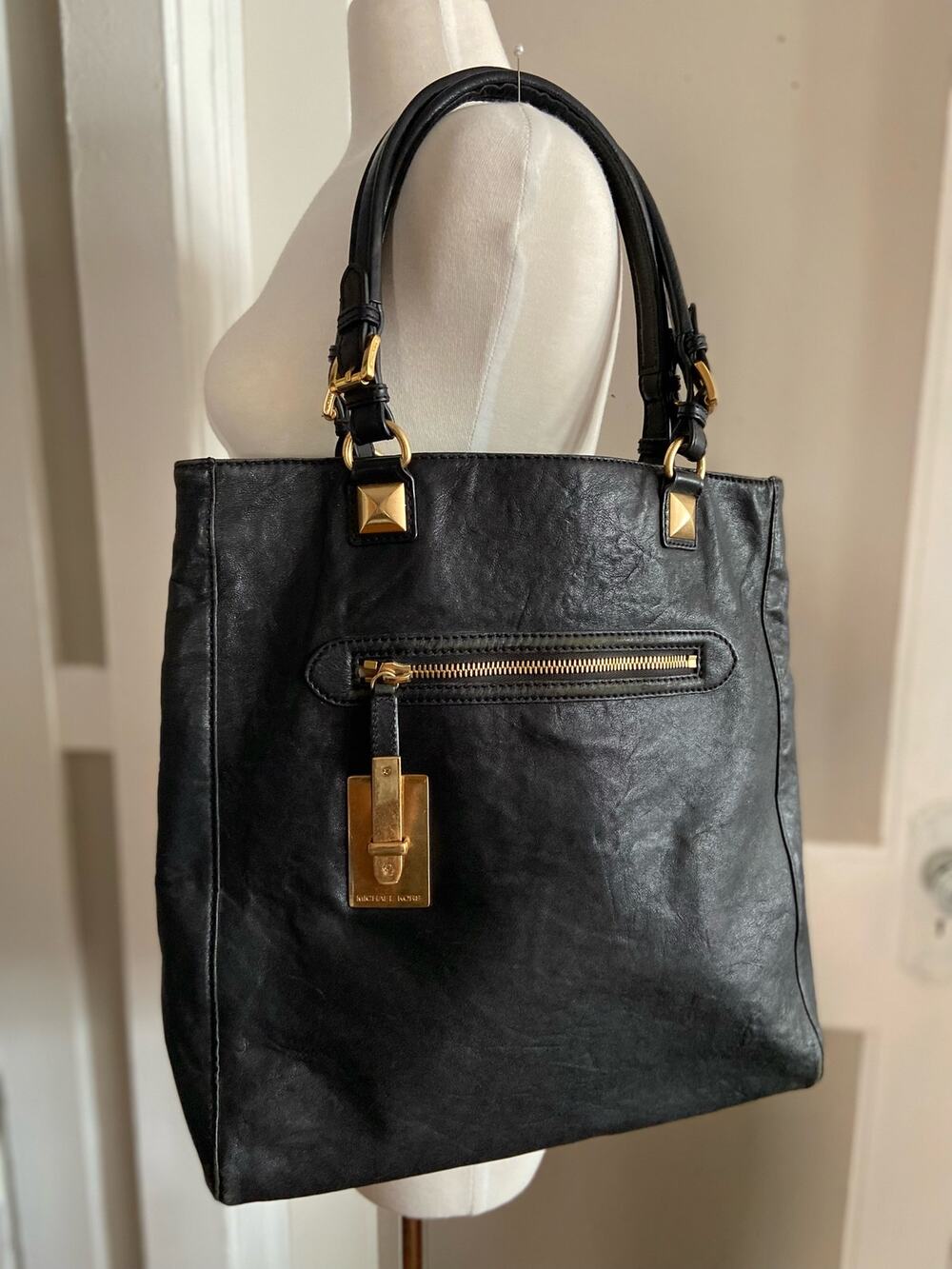 MICHAEL by Michael Kors Large Black Leather Shoulder Bag